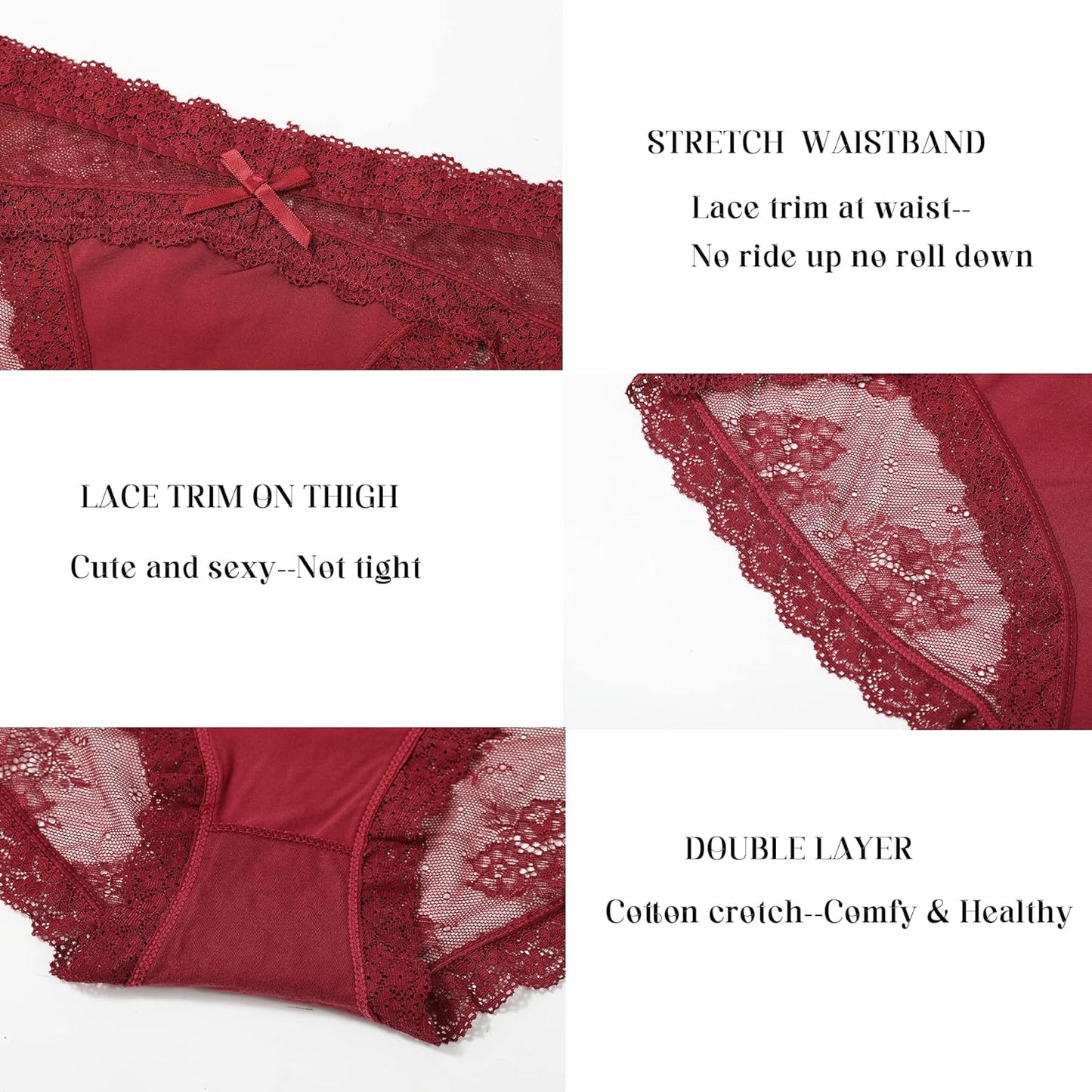 Women Lace Underwear Sexy Breathable Hipster Panties Stretch Seamless Bikini Briefs Multipack