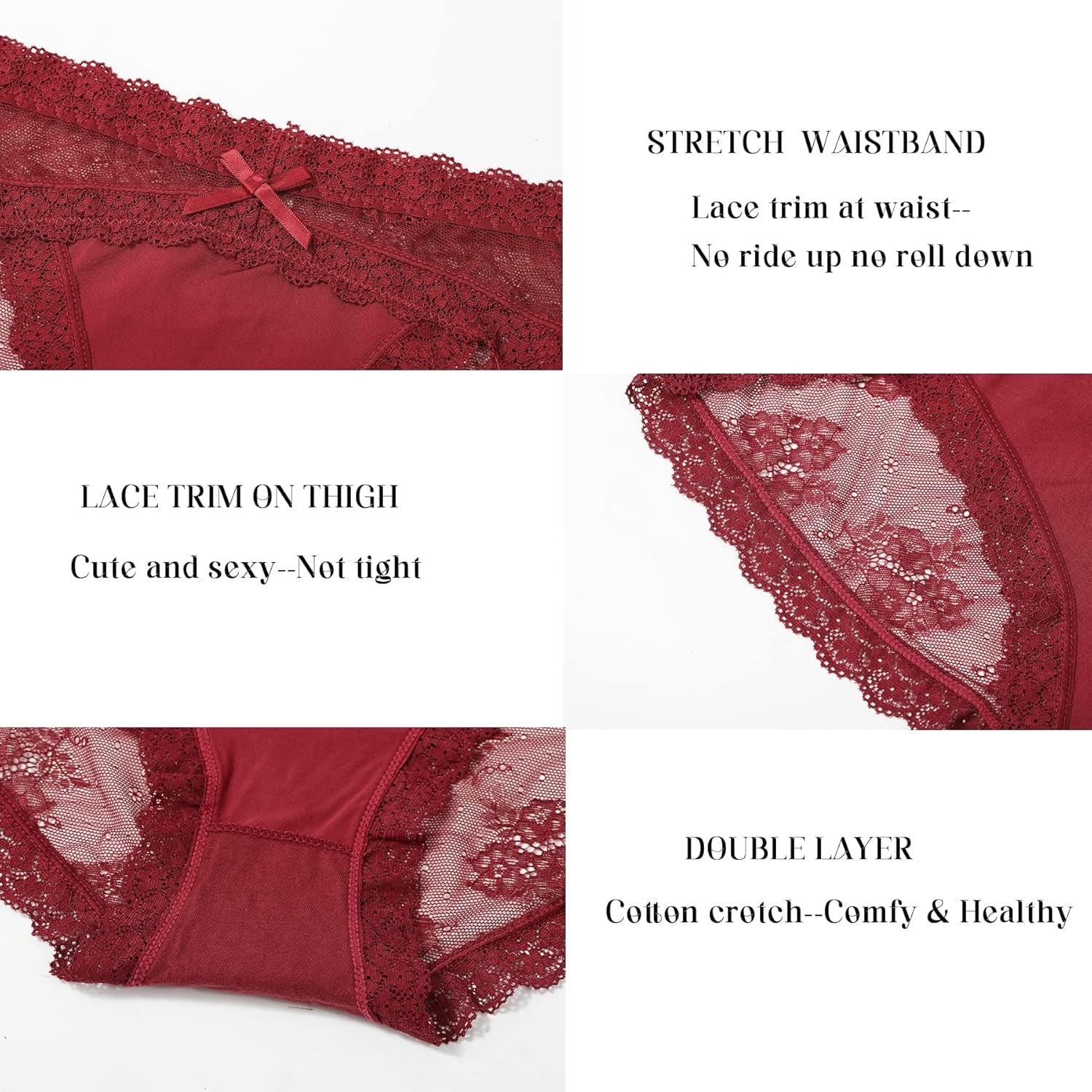 Women Lace Underwear Sexy Breathable Hipster Panties Stretch Seamless Bikini Briefs Multipack