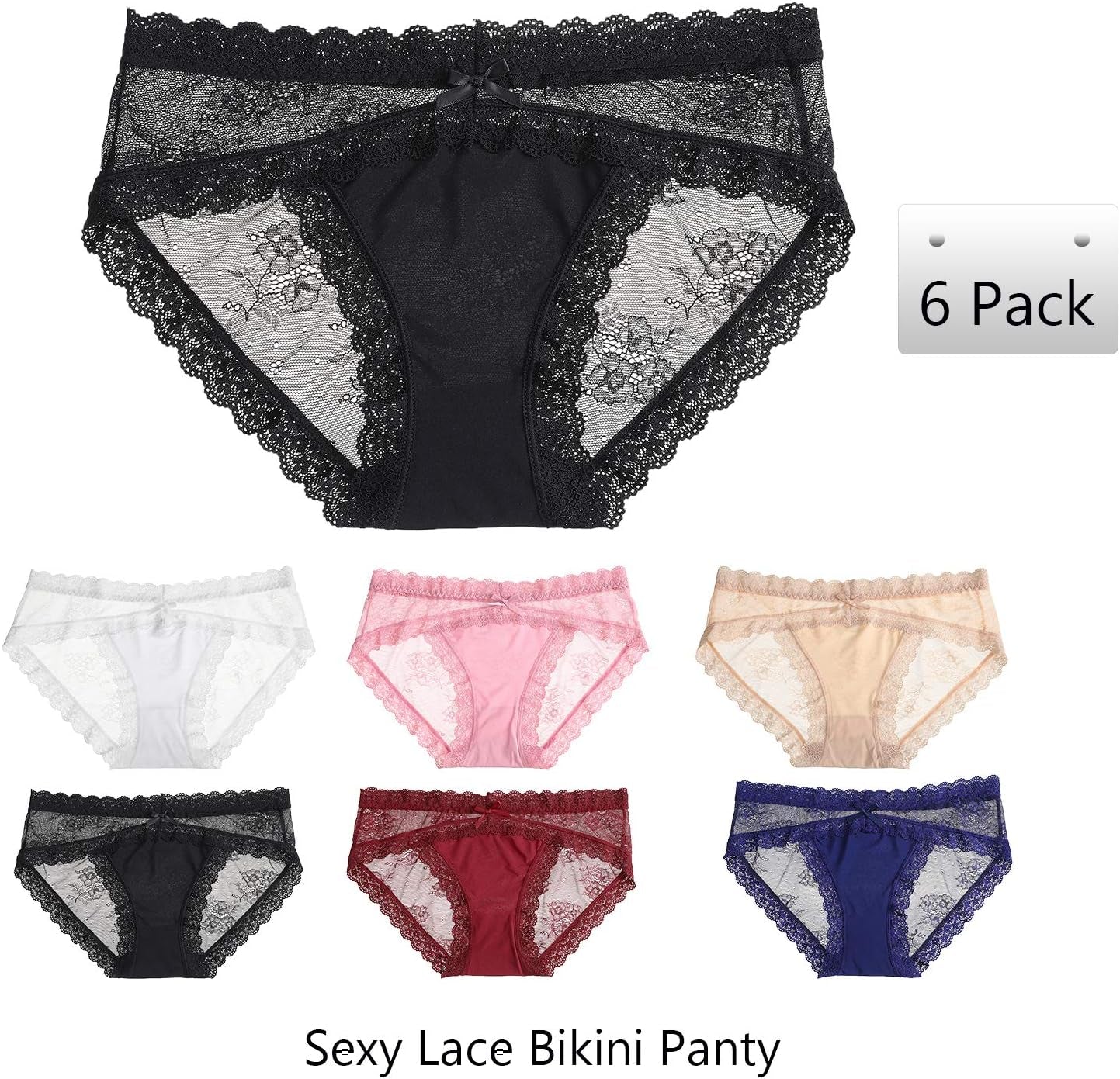 Women Lace Underwear Sexy Breathable Hipster Panties Stretch Seamless Bikini Briefs Multipack