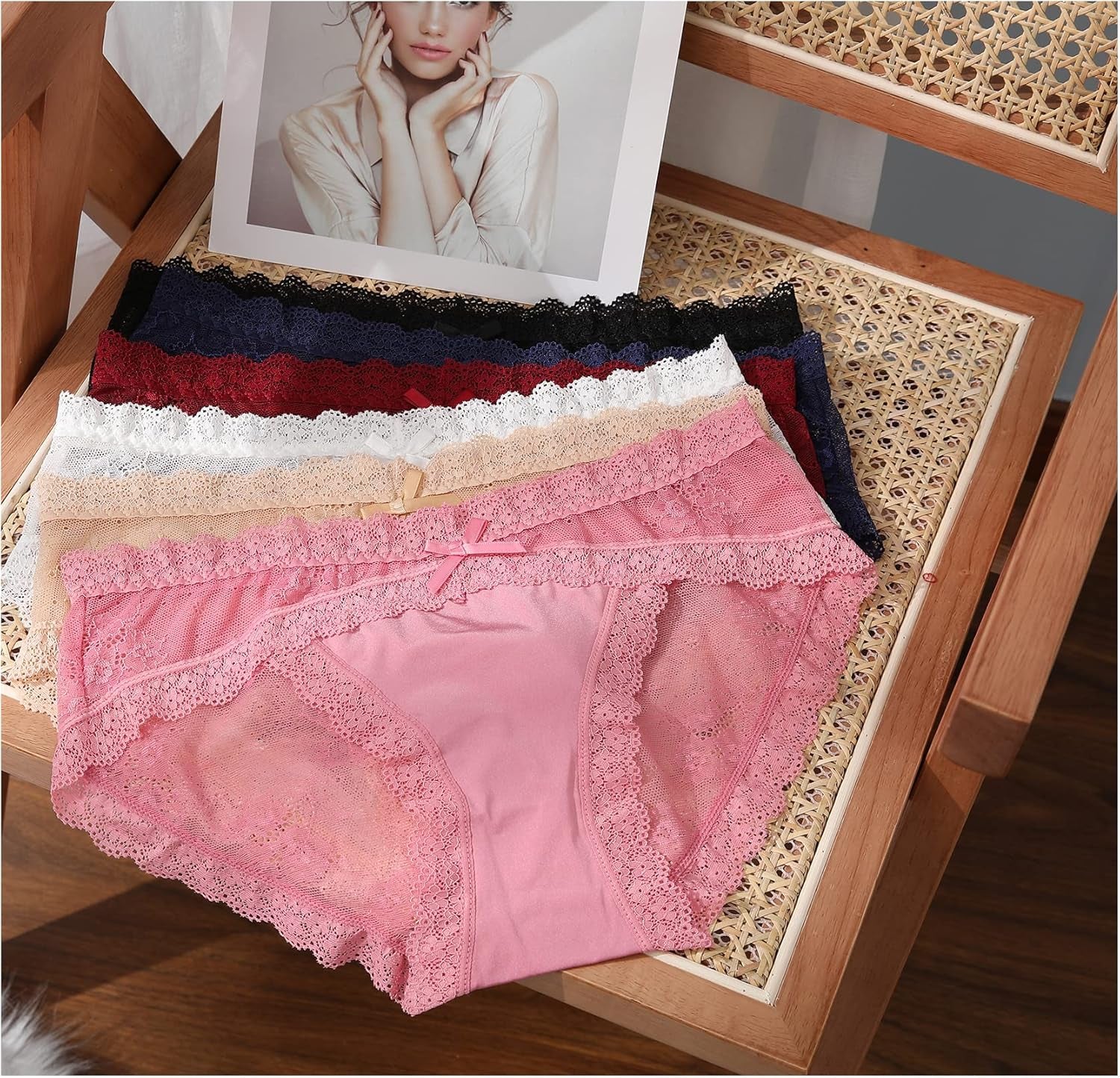 Women Lace Underwear Sexy Breathable Hipster Panties Stretch Seamless Bikini Briefs Multipack